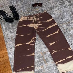 BROWN TIE DIE JEANS